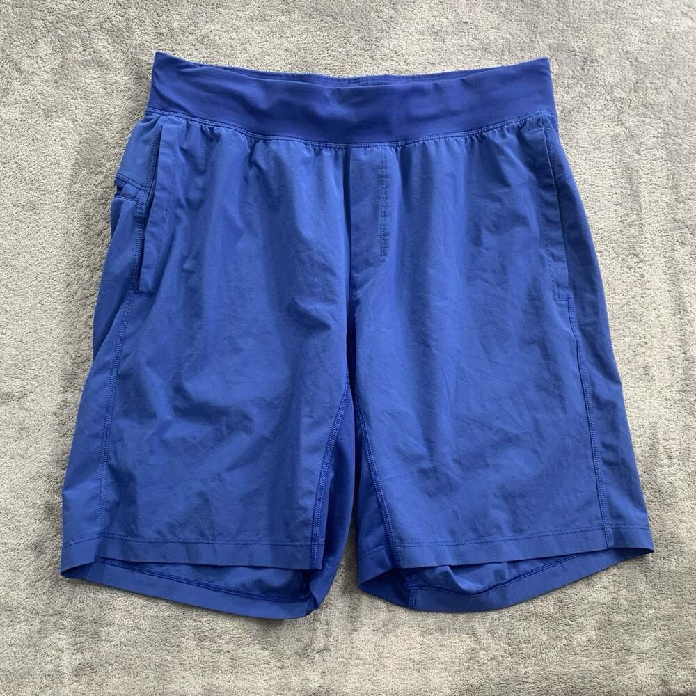 Lululemon T.H.E. Shorts Mens Large Blue 9" Linerless Training Workout Gym Active